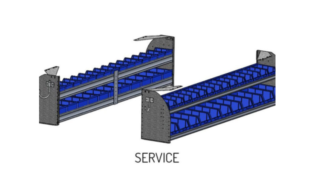 Diagram of Durashell 2 shelf shelving with optional bins