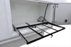 Slide out Tray for side cabinet on fiber optic unit